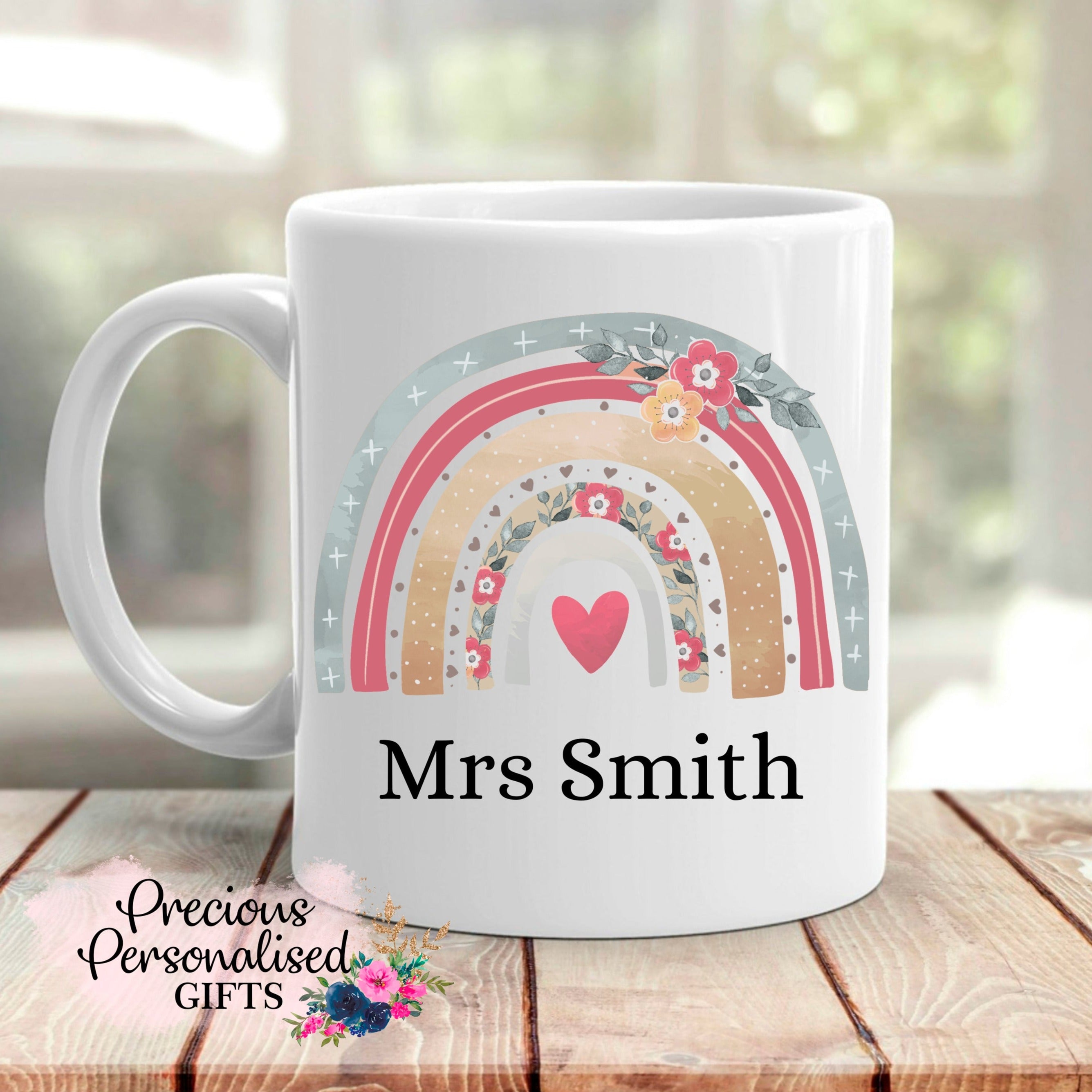 Personalised Pastel Rainbow Teacher Mug End of Term Gift – Precious ...